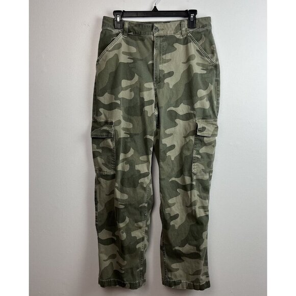 Hollister Ultra High Rise‎ Dad Pants Camouflage Cargo Womens 13R/12R 31R - Picture 1 of 14
